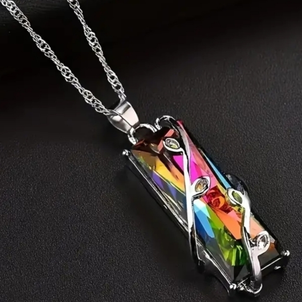 Colorful crystal branches‎ necklace